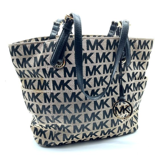 MICHAEL Michael Kors Bags Michael Kors Black And Tan Signature Mk